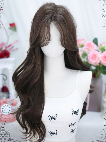 ROCOCO Style Lolita Wigs Light Brown Long Heat-resistant Fiber Tousled Lolita Accessories