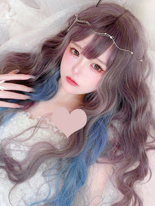 ROCOCO Style Lolita Wigs Long Heat-resistant Fiber Blue Gray Lolita Accessories
