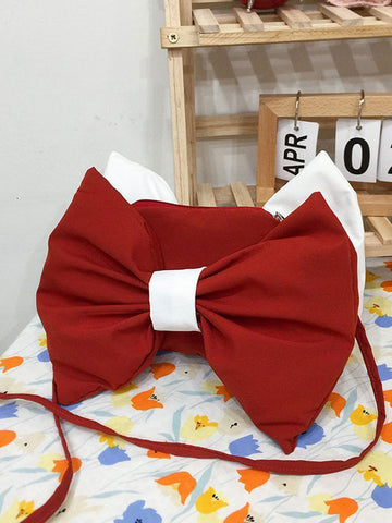 Red Lolita Bag Canvas Bows Polyester Fiber Cross-body Bag Lolita Accessories