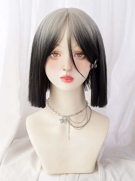 Short Lolita Wigs Heat-resistant Fiber Split Color Lolita Accessories