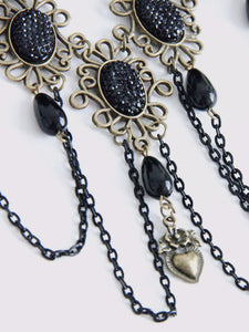 Steampunk Lolita Accessories Black Chains Flowers Lace Headwear Miscellaneous