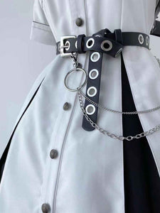 Steampunk Lolita Accessories Black Grommets Chains Sash PU Leather Miscellaneous