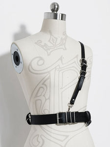 Steampunk Lolita Accessories Black Metal Details PU Leather Sash Miscellaneous