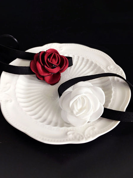 Steampunk Lolita Accessories White Flowers Choker Polyester Fiber Miscellaneous