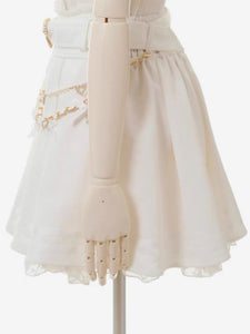 Steampunk Lolita SK White Grommets Pleated Lolita Skirts