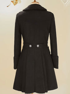 Steampunk Ouji Lolita Coats Black Coat Metal Details Overcoat Polyester Fall Lolita Outwears