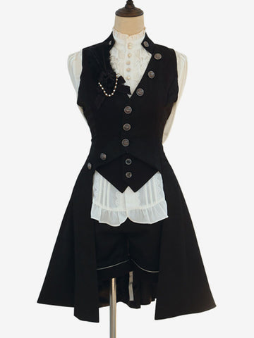 Steampunk Ouji Lolita Coats Black Coat Overcoat Polyester Spring Lolita Outwears