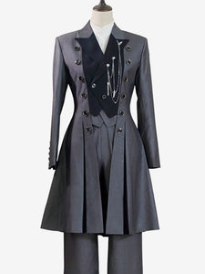 Steampunk Ouji Lolita Coats Gray Coat Overcoat Polyester Winter Lolita Outwears