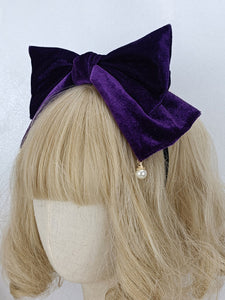 Sweet Lolita Accessories Black Pearls Bow Headwear Miscellaneous