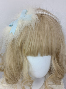 Sweet Lolita Accessories Blue Pearls Bows Headwear Miscellaneous