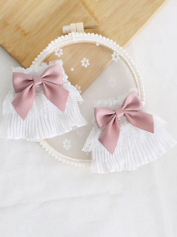 Sweet Lolita Accessories Pink Bows Oversleeves Polyester Fiber Miscellaneous