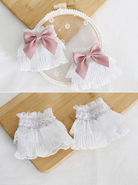 Sweet Lolita Accessories Pink Bows Oversleeves Polyester Fiber Miscellaneous