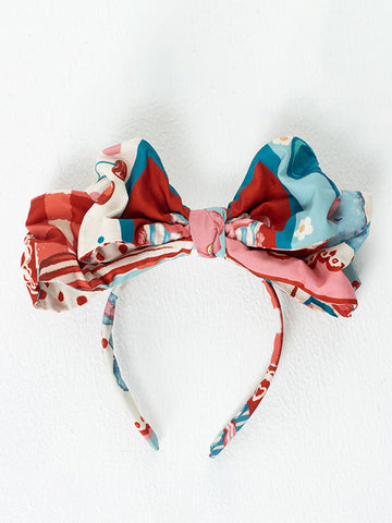 Sweet Lolita Accessories Red Bows Floral Print Headwear Miscellaneous
