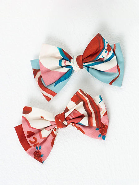 Sweet Lolita Accessories Red Bows Floral Print Headwear Miscellaneous