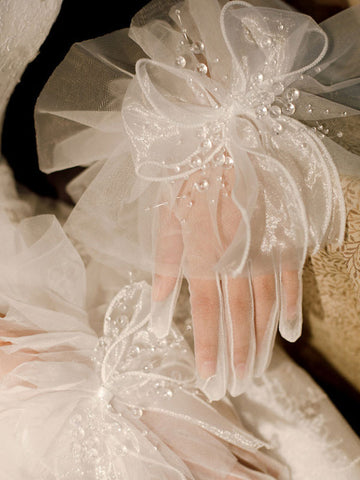 Sweet Lolita Accessories White Bows Rhinestones Accessory Polyester Fiber Miscellaneous