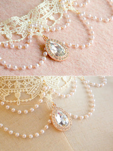 Sweet Lolita Accessories White Lace Pearls Polyester Choker Miscellaneous