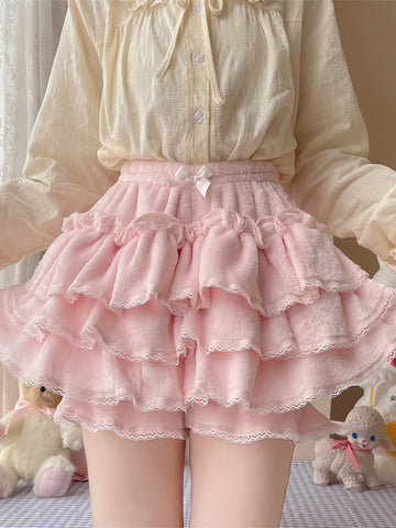 Sweet Lolita Bloomers Ruffles Lace Pink Lolita Shorts