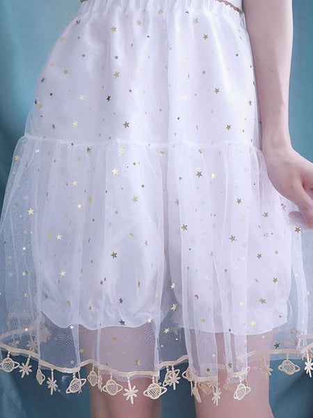 Sweet Lolita Bloomers Sequins Ruffles White Lolita Shorts