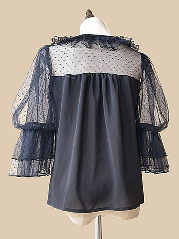 Sweet Lolita Blouses Infanta White Lolita Top Short Sleeves Lace Pleated Lolita Shirt