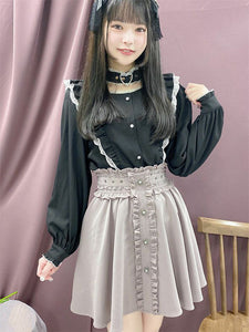 Sweet Lolita Blouses Lolita Top Lace Ruffles Long Sleeves Blouse Black Lolita Shirt