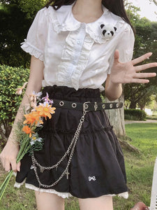 Sweet Lolita Blouses Lolita Top Ruffles Short Sleeves Blouse White Lolita Shirt