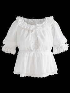 Sweet Lolita Blouses Lolita Top White Long Sleeves Ruffles Lolita Shirt