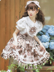 Sweet Lolita Blouses White Lolita Top Short Sleeves Ruffles Bows Bow Lolita Shirt