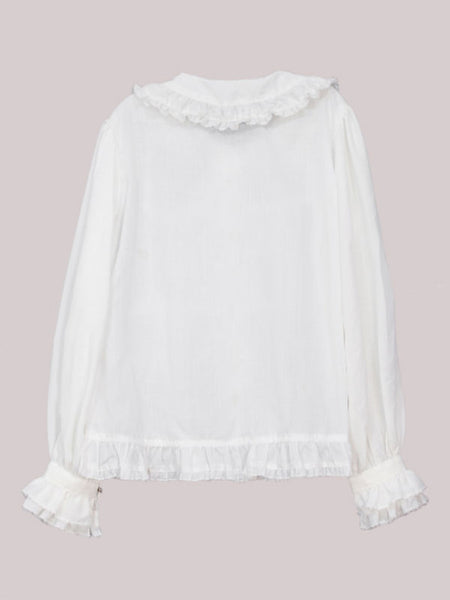 Sweet Lolita Blouses White Long Sleeves Lace Ruffles Lolita Top Lolita Shirt