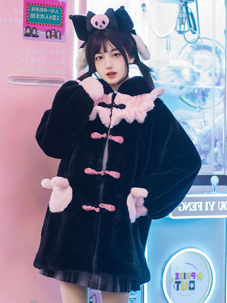 Sweet Lolita Coats Black Ruffles Polyester Overcoat Coat Winter Lolita Outwears