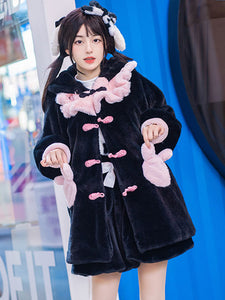Sweet Lolita Coats Black Ruffles Polyester Overcoat Coat Winter Lolita Outwears
