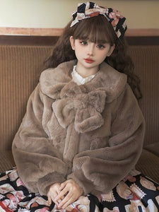 Sweet Lolita Coats Coffee Brown Polyester Overcoat Coat Spring Lolita Outwears