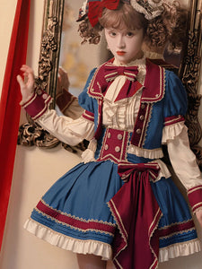 Sweet Lolita Coats Deep Blue Grommets Ruffles Polyester Top Coat Lolita Outwears