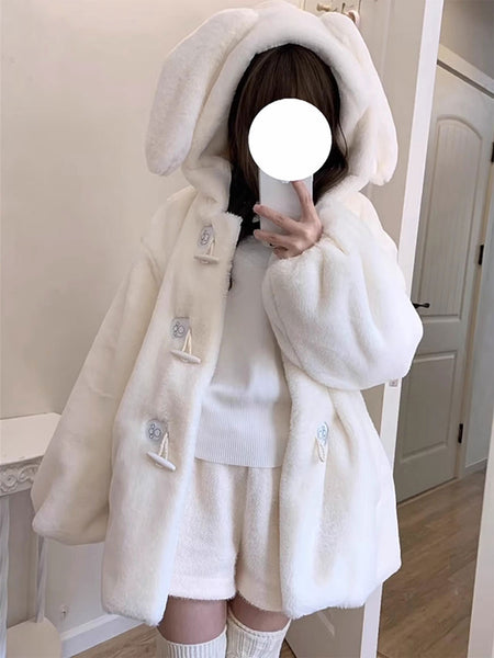 Sweet Lolita Coats Ecru White Overcoat Short Plush Fall Lolita Outwears