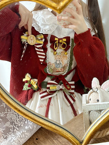 Sweet Lolita Coats Red Christmas Coat Ruffles Knit Overcoat Cotton Blend Winter Lolita Outwears