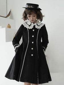 Sweet Lolita Coats Teal Coat Ruffles Bows Overcoat Polyester Fall Lolita Outwears