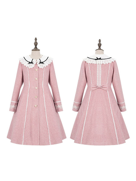 Sweet Lolita Coats Teal Coat Ruffles Bows Overcoat Polyester Fall Lolita Outwears