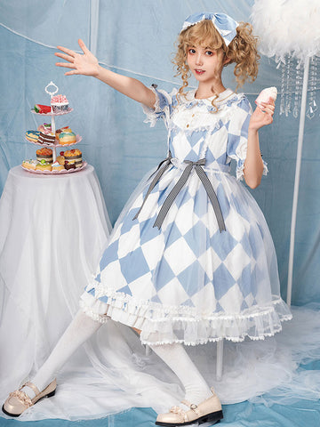 Sweet Lolita Dress Alice Polyester Short Sleeves Dress