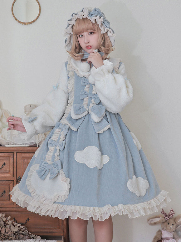Sweet Lolita Dress Corduroy Long Sleeves Dress Sweet Lolita Dress