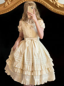 Sweet Lolita Dress Jacquard Short Sleeves Dress