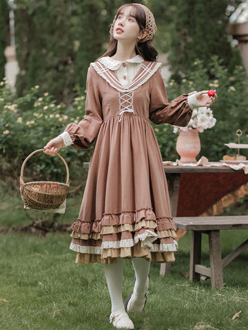 Sweet Lolita Dress Polyester Long Sleeves Dress Academic Lolita Dress