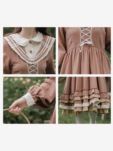 Sweet Lolita Dress Polyester Long Sleeves Dress Academic Lolita Dress