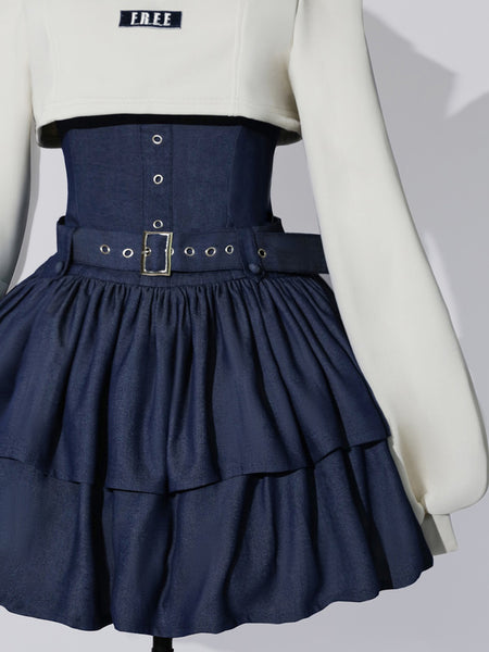Sweet Lolita Dress Polyester Long Sleeves Grommets Lolita Dress