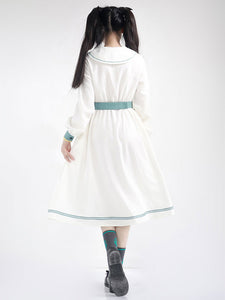 Sweet Lolita Dress Polyester Long Sleeves Navy Style Lolita Dress