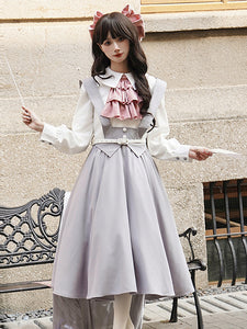 Sweet Lolita Dress Polyester Long Sleeves Ruffles Academic Lolita Dress