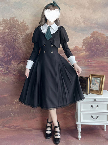 Sweet Lolita Dress Polyester Long Sleeves Ruffles Dress