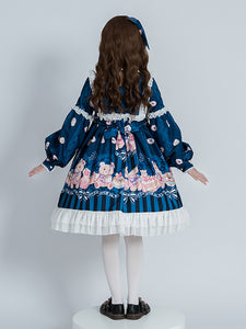 Sweet Lolita Dress Polyester Long Sleeves Ruffles Sweet Dress Lolita Dress