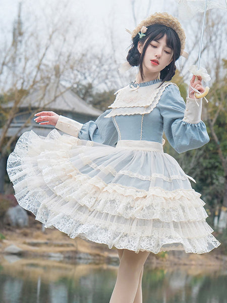 Sweet Lolita Dress Polyester Long Sleeves Sweet Dress Lolita Dress