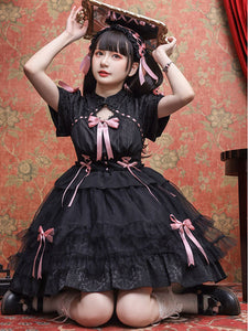 Sweet Lolita Dress Polyester Short Sleeves Dress