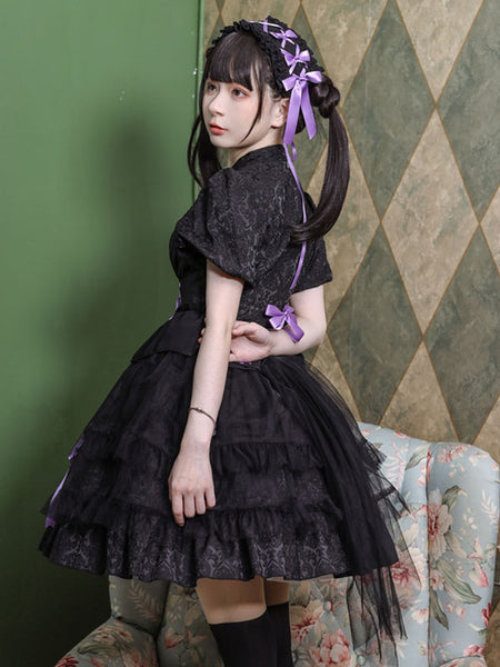 Sweet Lolita Dress Polyester Short Sleeves Dress