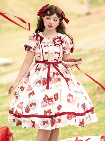 Sweet Lolita Dress Polyester Short Sleeves Dress ROCOCO Style Lolita Dress